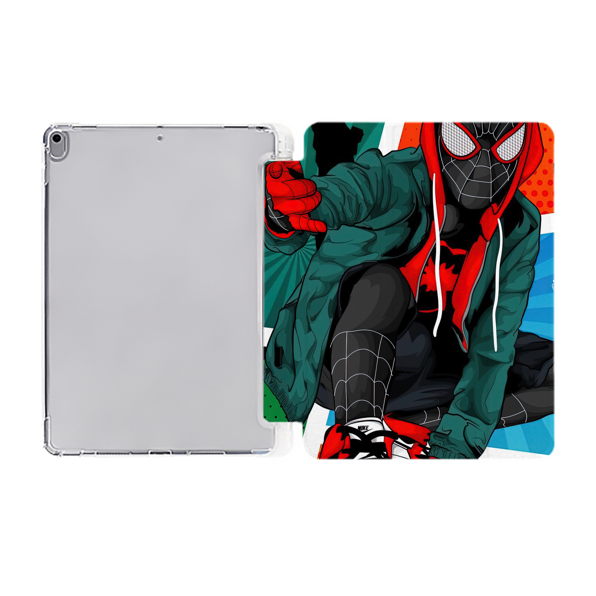 （画像用） Spider Man スパイダーマン IPad ケース ペン収納付き 三つ折りスタンド PUレザー×シリコン 対応機種9.5/10.5/10.9インチ